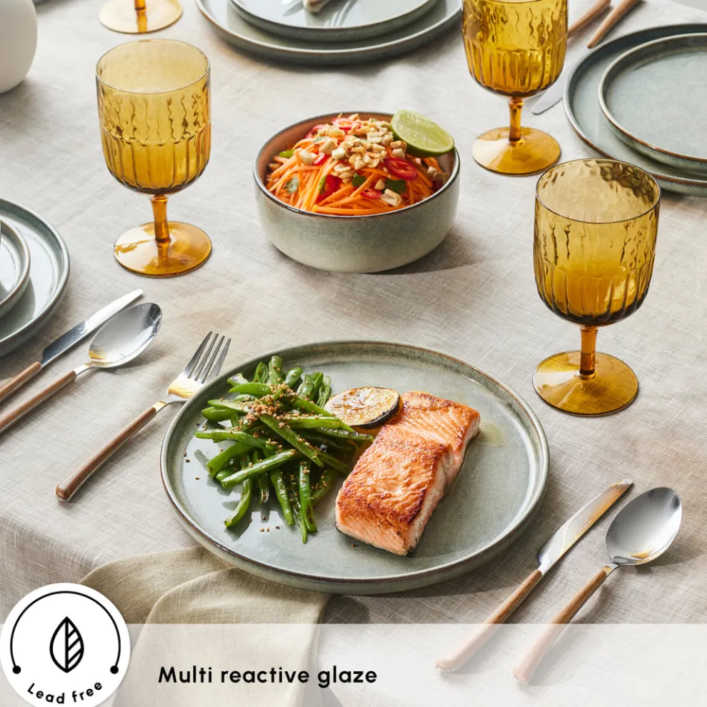 Karaca New Skal 18-Piece Reactive Glaze Dinner Set for 6 People, Grey