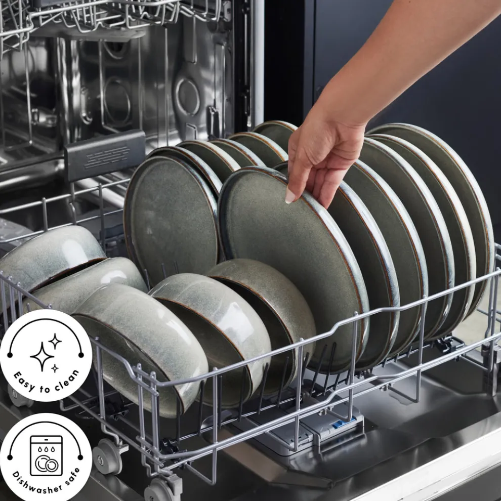 Karaca New Skal 18-Piece Reactive Glaze Dinner Set for 6 People, Grey