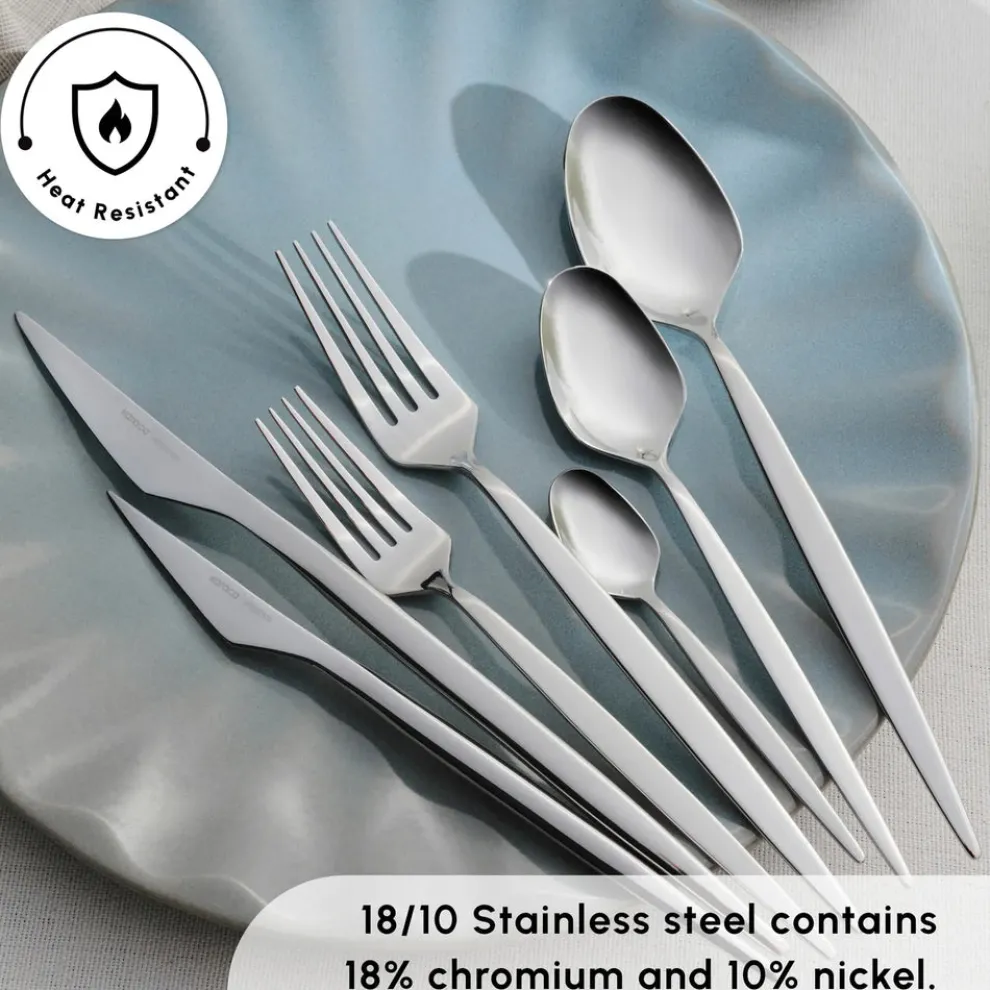 Karaca New Thor 84-Piece Stainless Steel Cutlery Set for 12 People, Silver