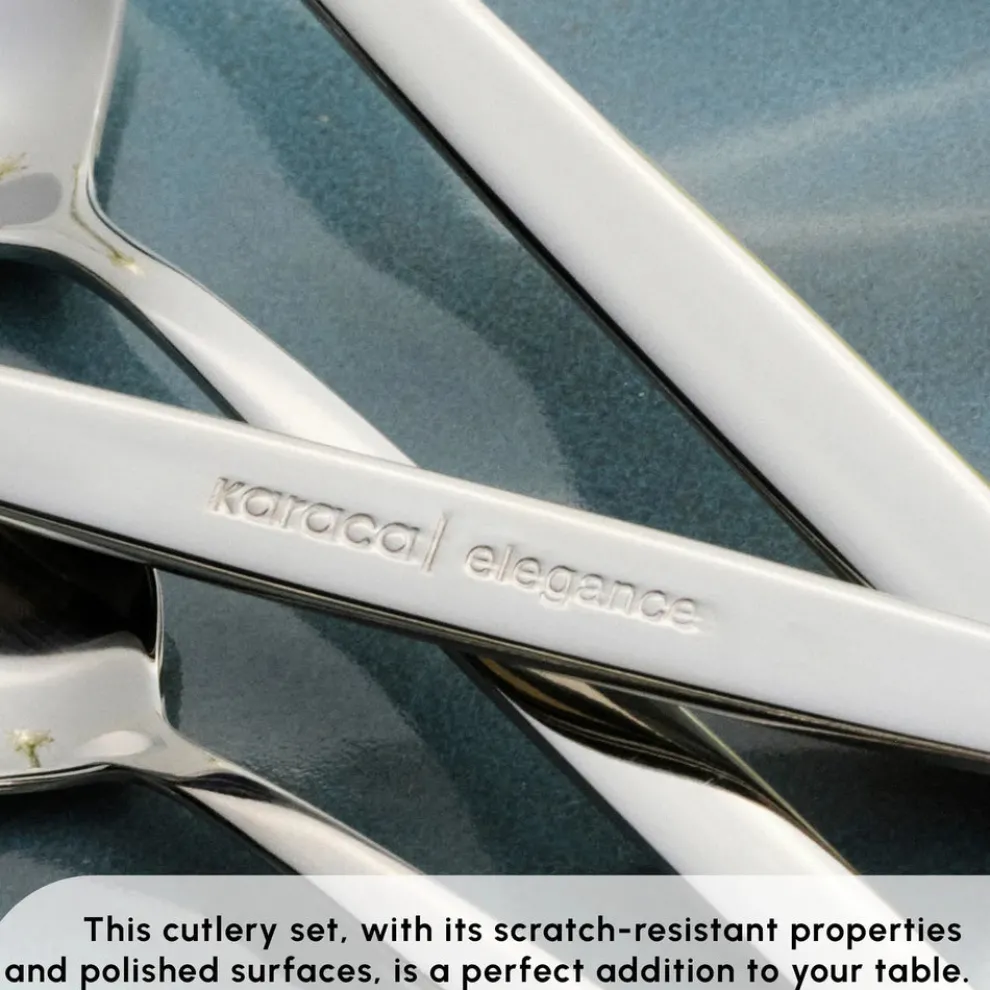Karaca New Thor 84-Piece Stainless Steel Cutlery Set for 12 People, Silver