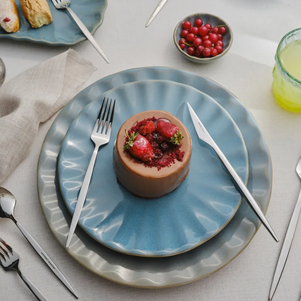 Karaca New Thor V2 84-Piece Stainless Steel Cutlery Set for 12 People, Platin