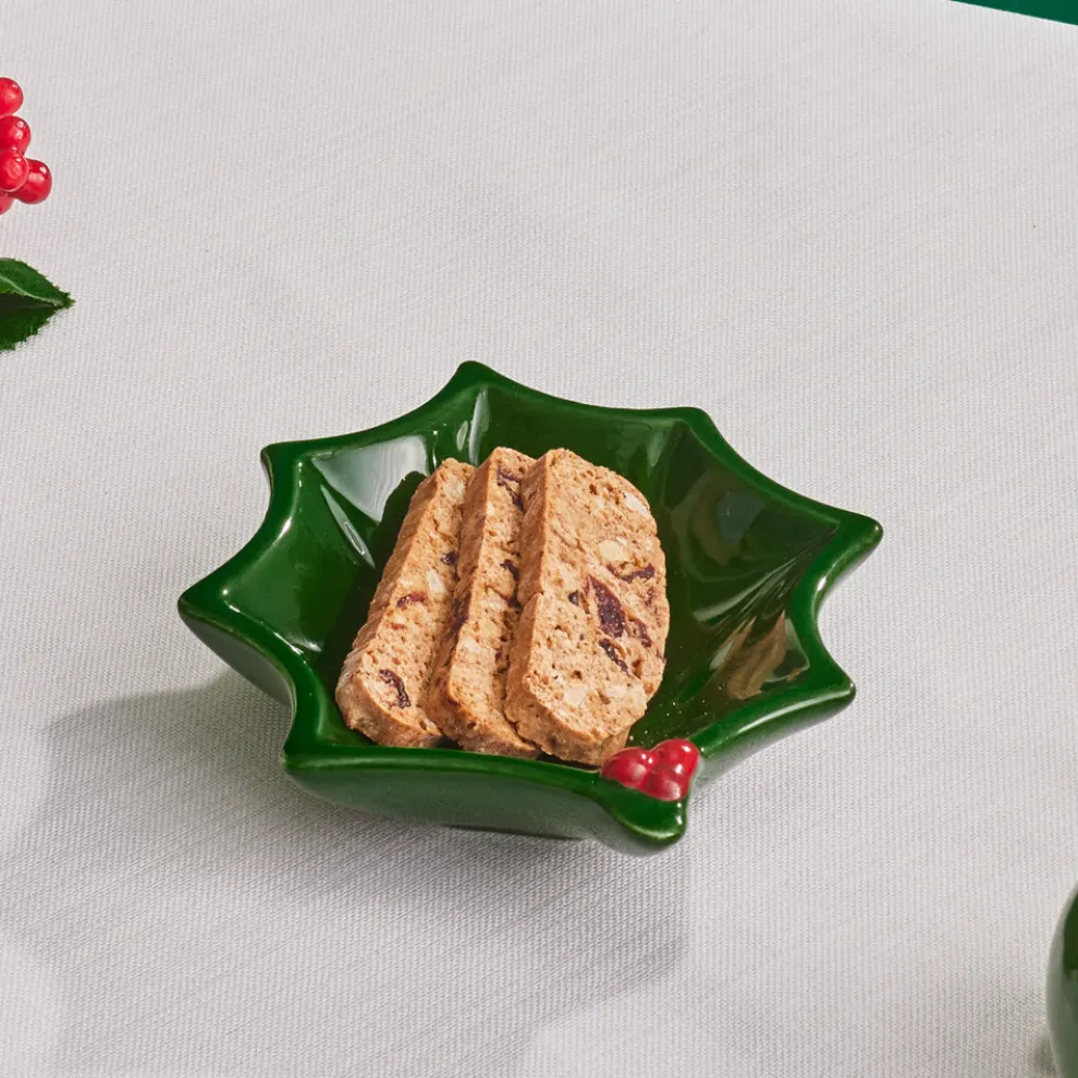 Karaca New Year Butcher's Broom Snack Bowl, 12cm, Green