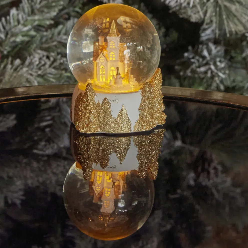 Karaca New Year Christmas Castle Led Light Snow Globe, 7cmx6.5cmx8.5cm, Multi