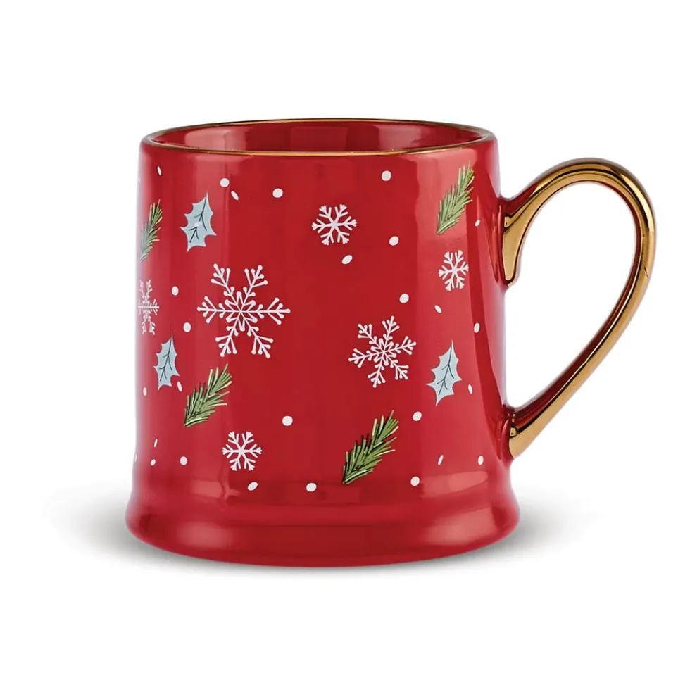 Karaca New Year Christmas New Generation Bone Golden Line Mug, 355ml, Red Multi
