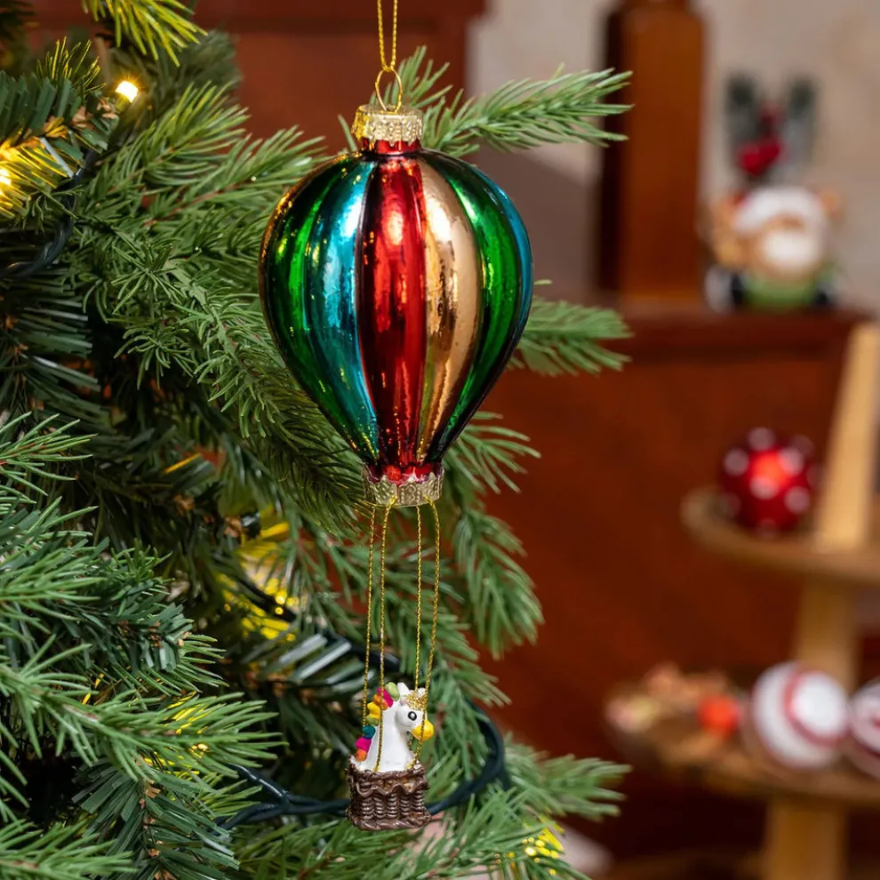 Karaca New Year Christmas Baloon Glass Tree Decoration, 6.9cmx6.9cmx18cm, Multi