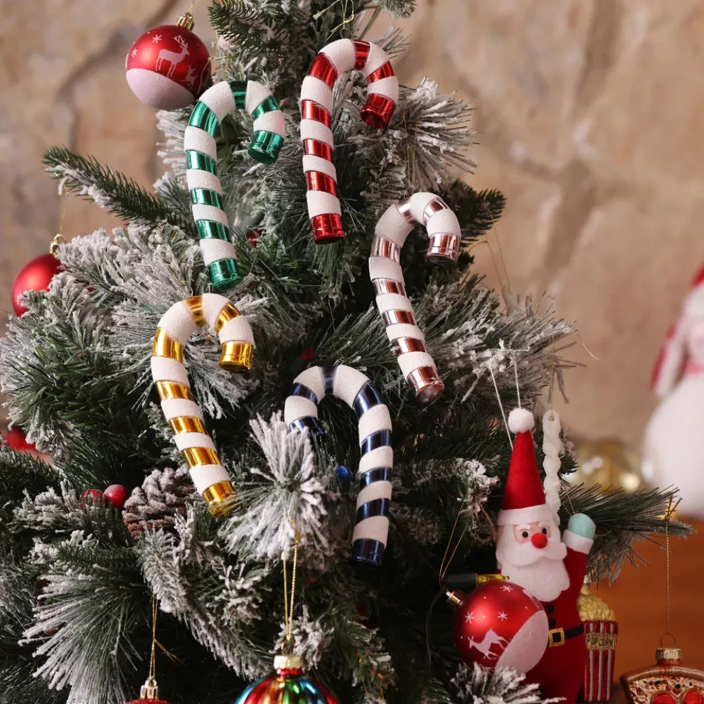 Karaca New Year Christmas Candy Stick Tree Decoration Set, 6 Piece, 14cm, Multi