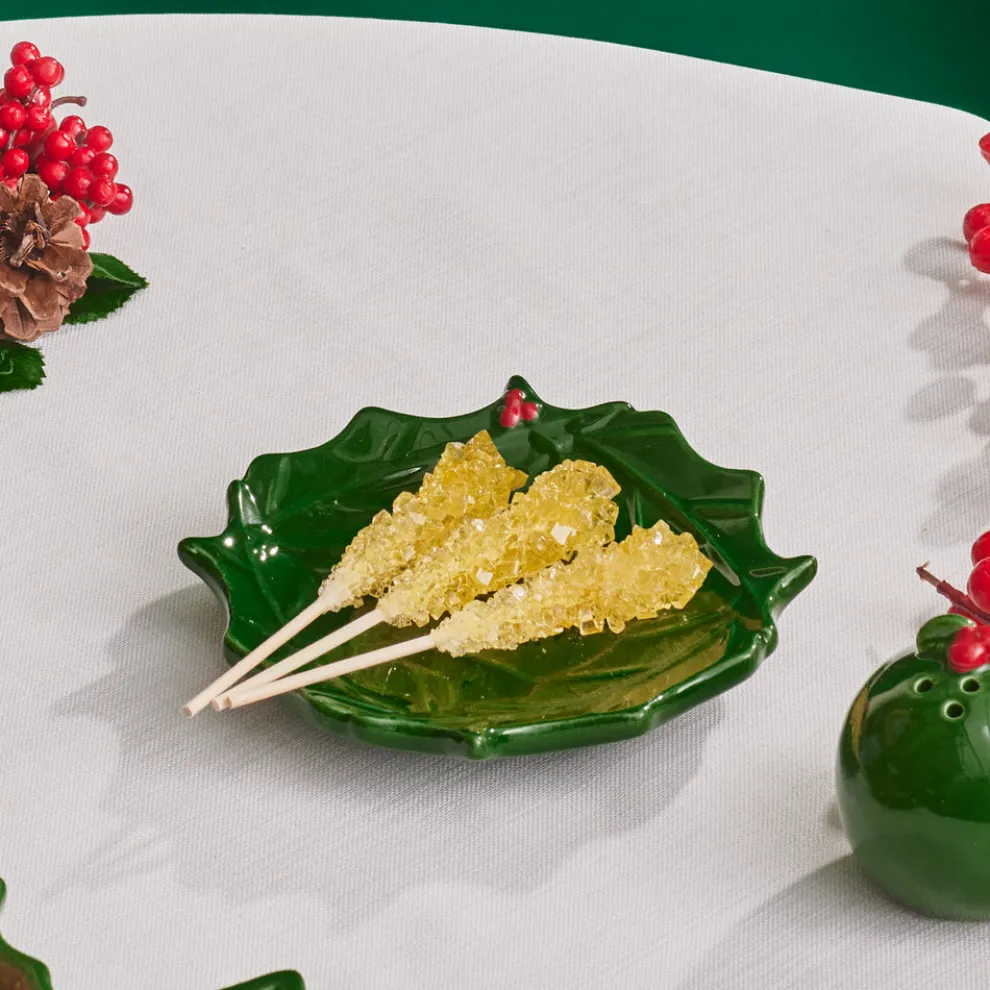 Karaca New Year Christmas Butcher's Broom Snack Bowl, 15cm, Green