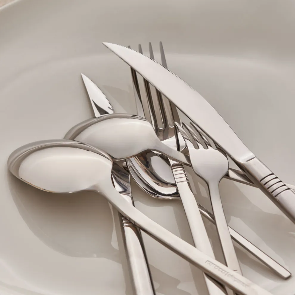 Karaca Nil 91-Piece Stainless Steel Cutlery Set with Serving Set, Silver