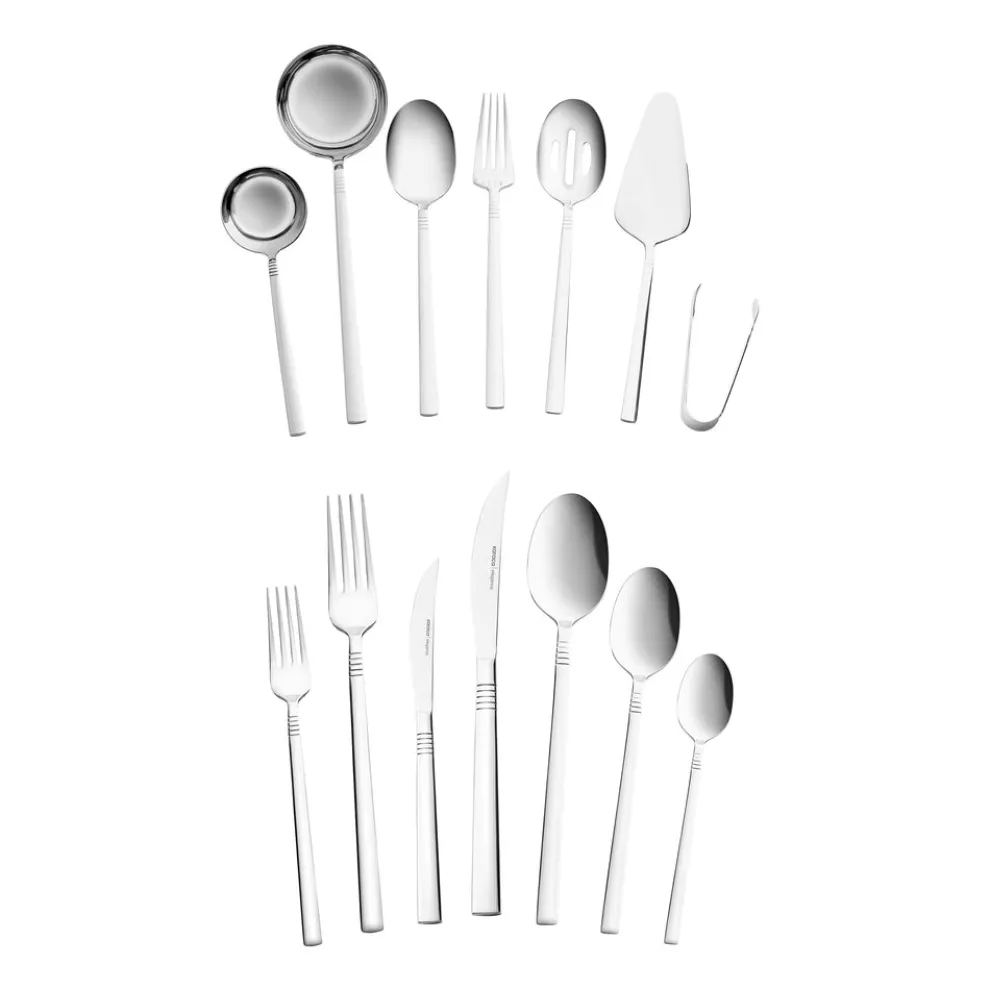 Karaca Nil 91-Piece Stainless Steel Cutlery Set with Serving Set, Silver