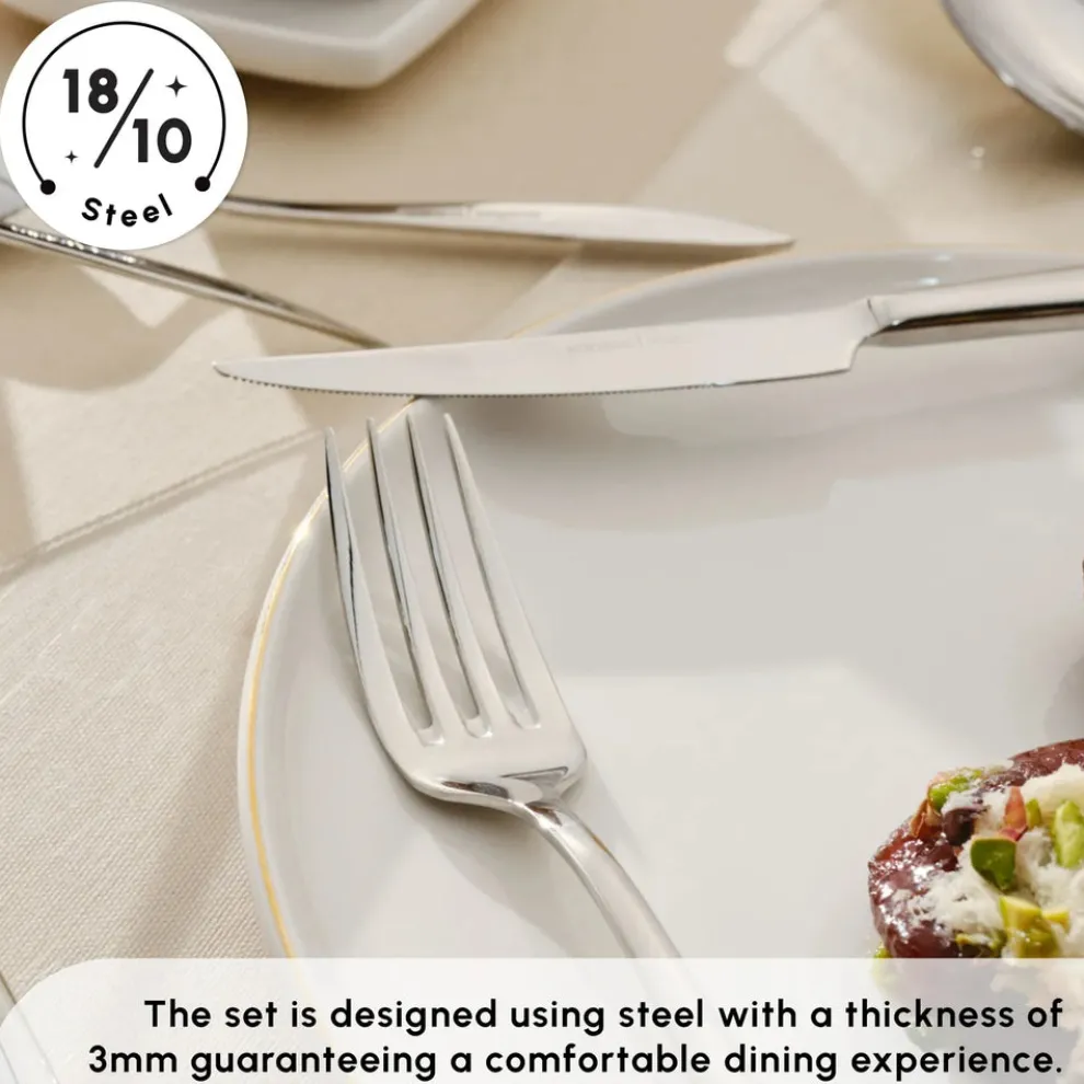 Karaca Novara 84-Piece Stainless Steel Cutlery Set for 12 People