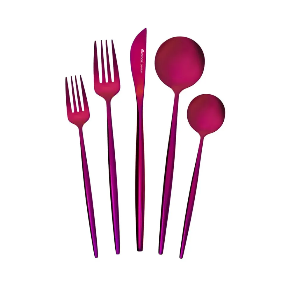 Karaca Orion 30-Piece Stainless Steel Cutlery Set for 6 People, Purple