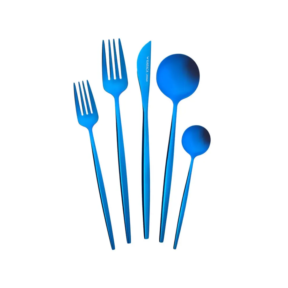 Karaca Orion 30-Piece Stainless Steel Cutlery Set for 6 People, Blue
