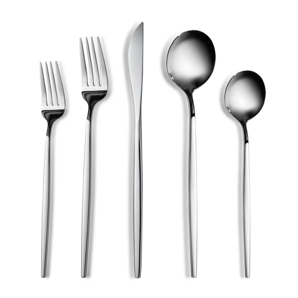 Karaca Orion 30-Piece Stainless Steel Cutlery Set for 6 People, Platinum