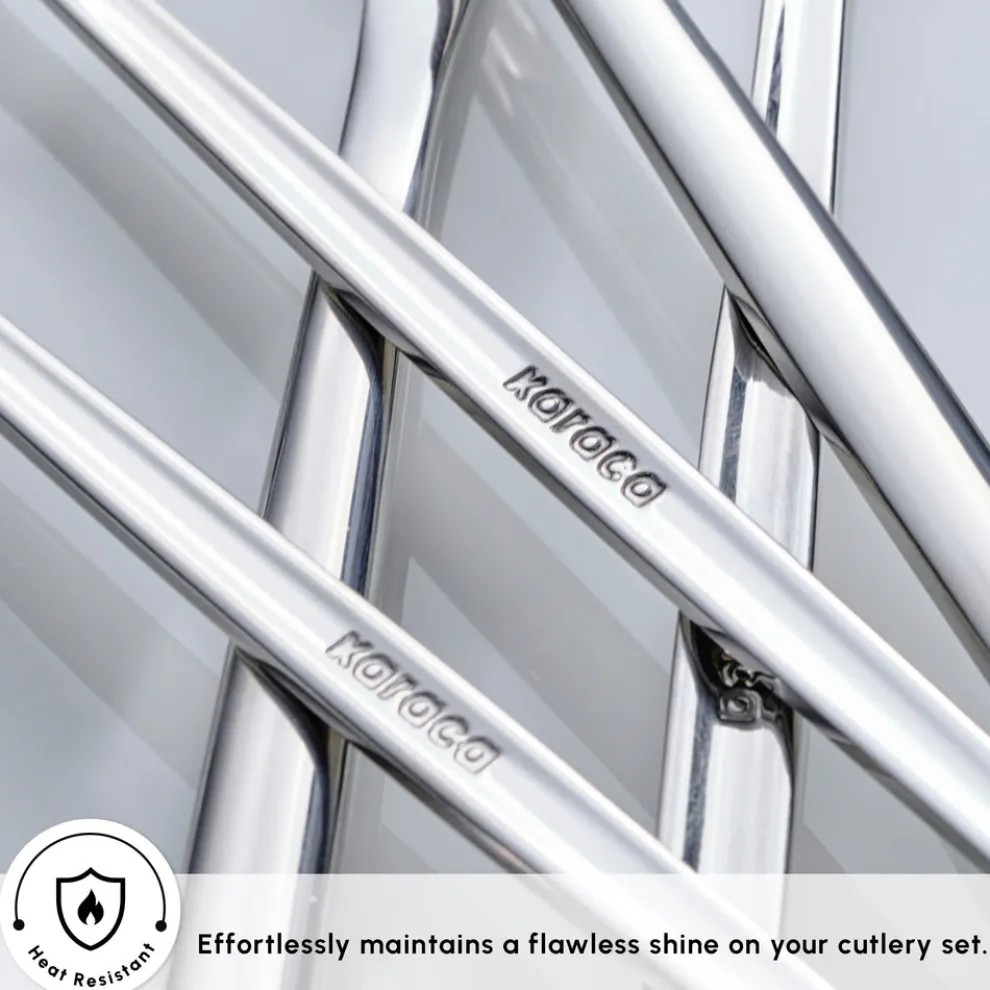 Karaca Orion 30-Piece Stainless Steel Cutlery Set for 6 People, Platinum