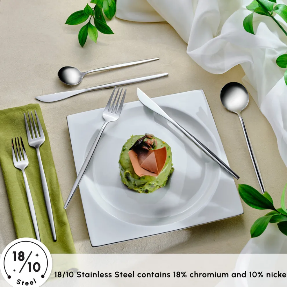 Karaca Orion Silver 60-Piece Stainless Steel Cutlery Set for 12 People, Silver