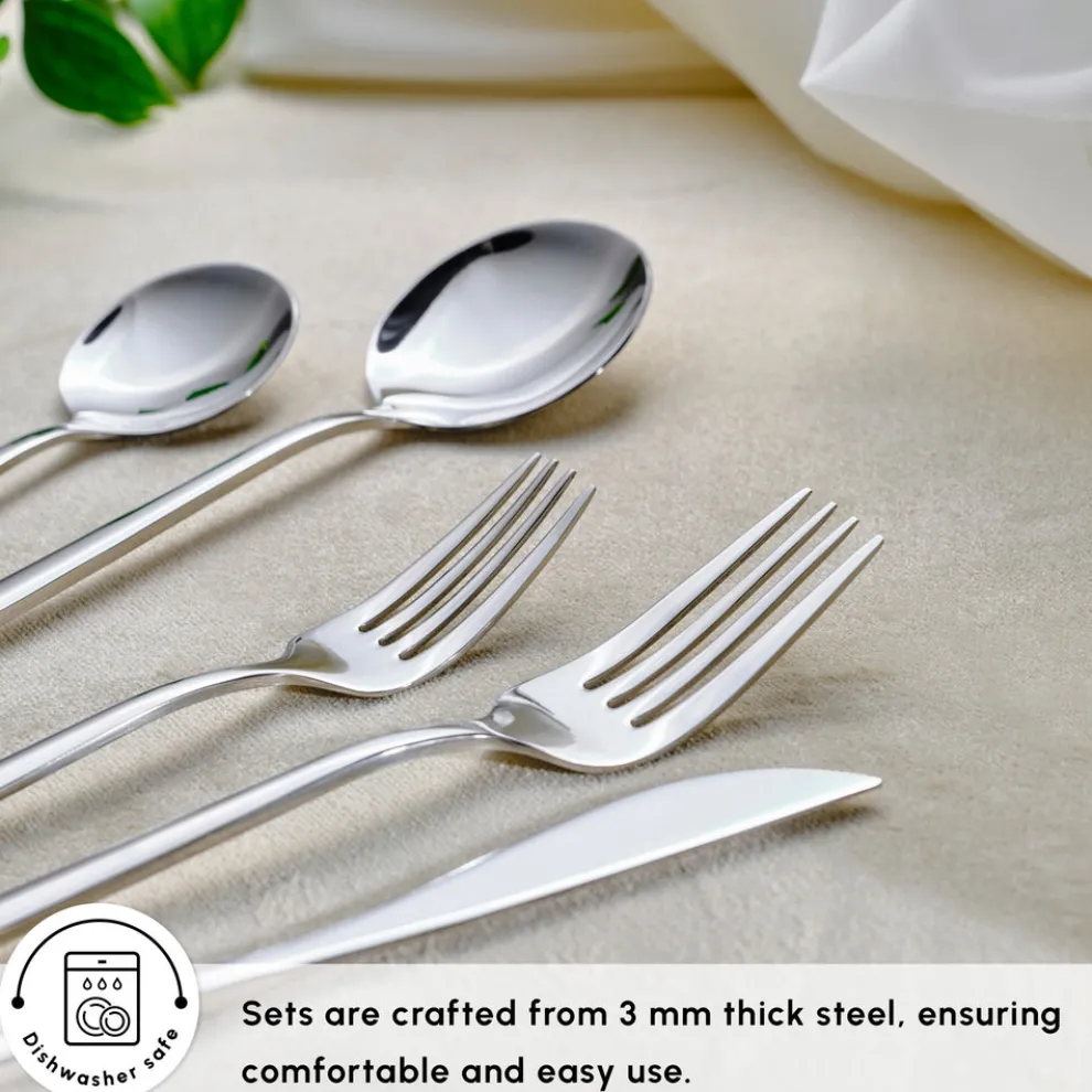 Karaca Orion Silver 60-Piece Stainless Steel Cutlery Set for 12 People, Silver