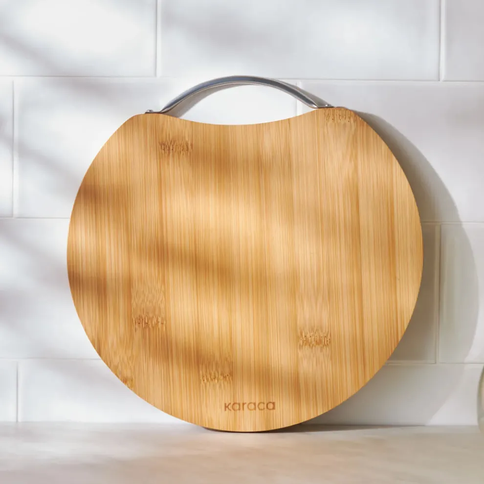Karaca Owen Bamboo Round Chopping Board, Small, 25cmx25cm, Wood