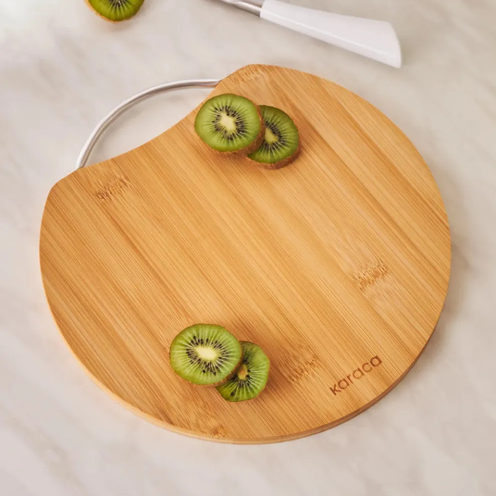 Karaca Owen Bamboo Round Chopping Board, Small, 25cmx25cm, Wood