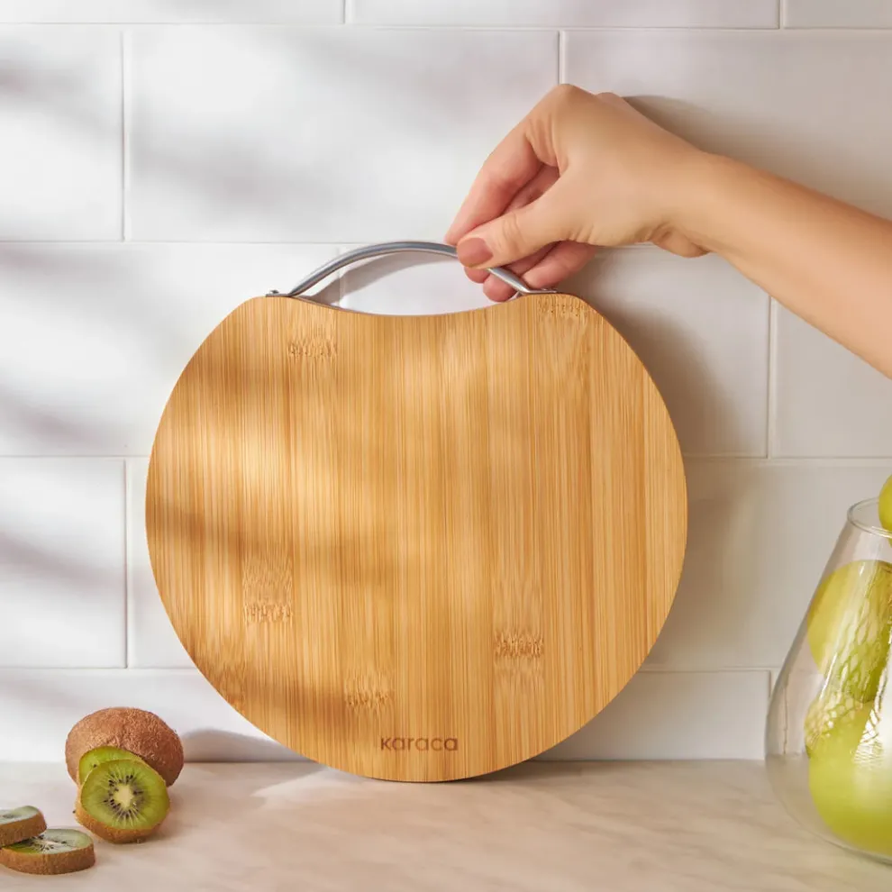 Karaca Owen Bamboo Round Chopping Board, Small, 25cmx25cm, Wood