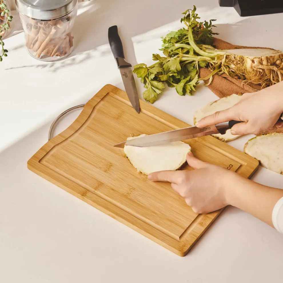 Karaca Owen Bamboo Rectangle Chopping Board, Large, Wood