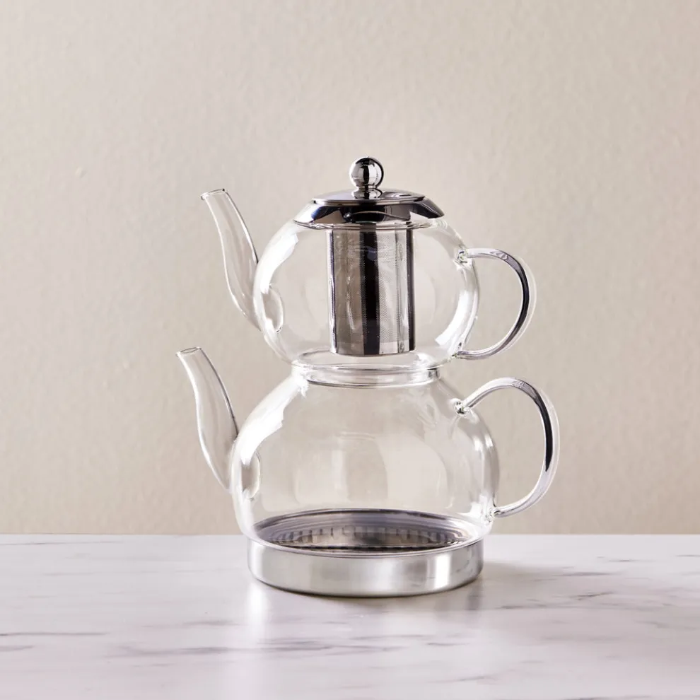 Karaca Pandora Glass Induction Teapot Set, Transparent