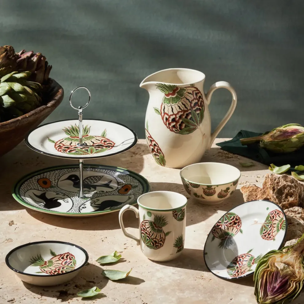 Karaca Paye Seljuk Collection Porcelain 2-Tier Cake Stand, 17cm, Green Multi