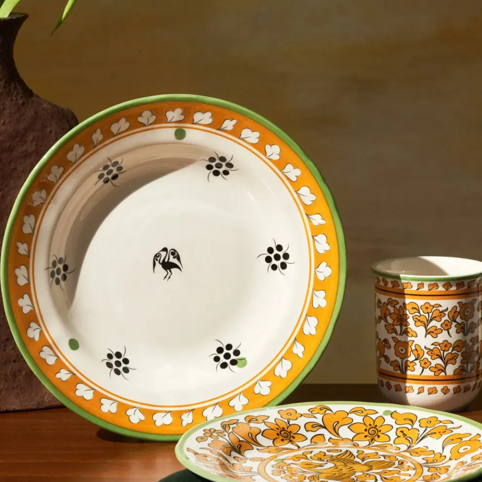 Karaca Paye Seljuk Collection Porcelain Pasta Bowl, 23cm, Yellow Multi