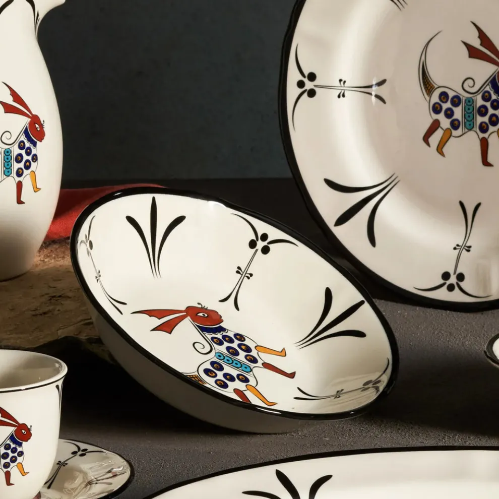 Karaca Paye Seljuk Collection Porcelain CerealSoup Bowl, 20cm, Black Multi