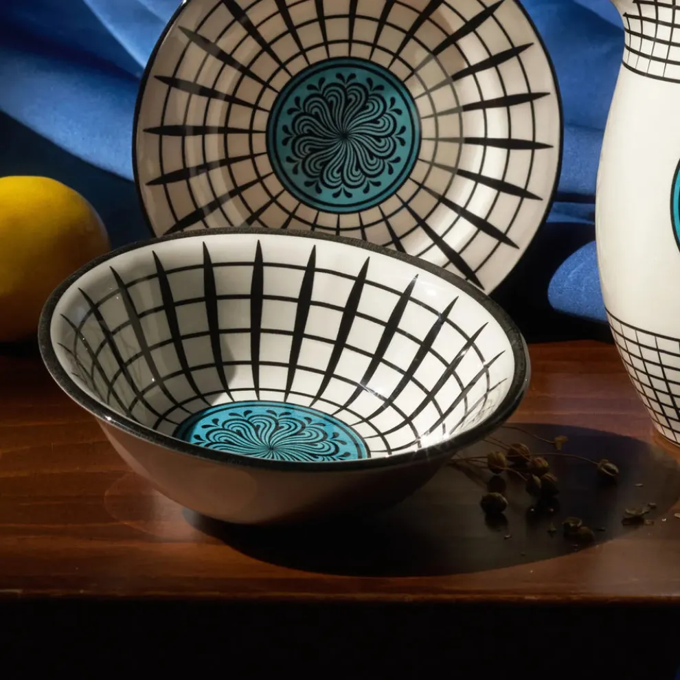 Karaca Paye Seljuk Collection Porcelain CerealSoup Bowl, 16cm, Blue Multi