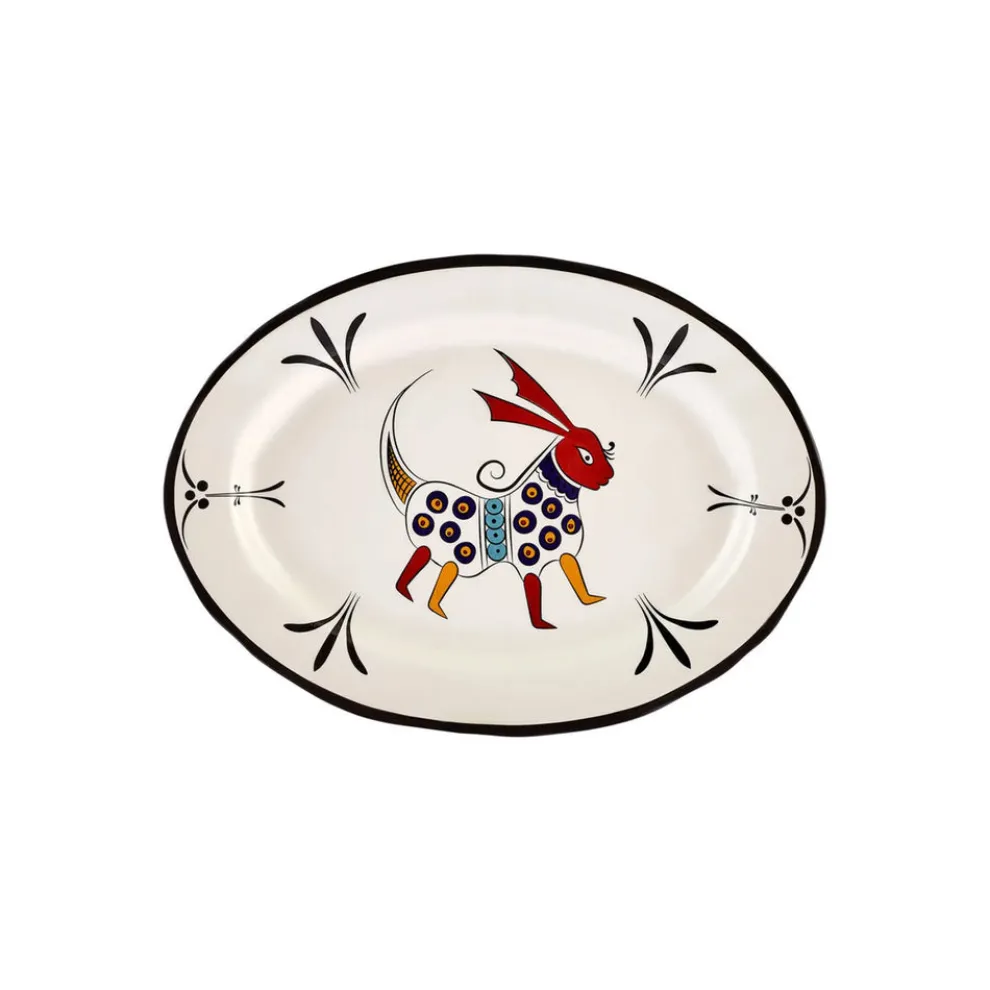 Karaca Paye Seljuk Collection Porcelain Serving Platter, 36cm, Black Multi