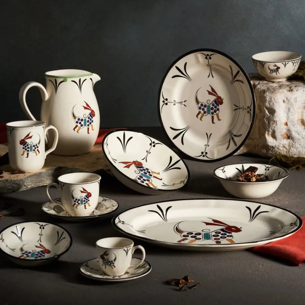 Karaca Paye Seljuk Collection Porcelain Serving Platter, 36cm, Black Multi