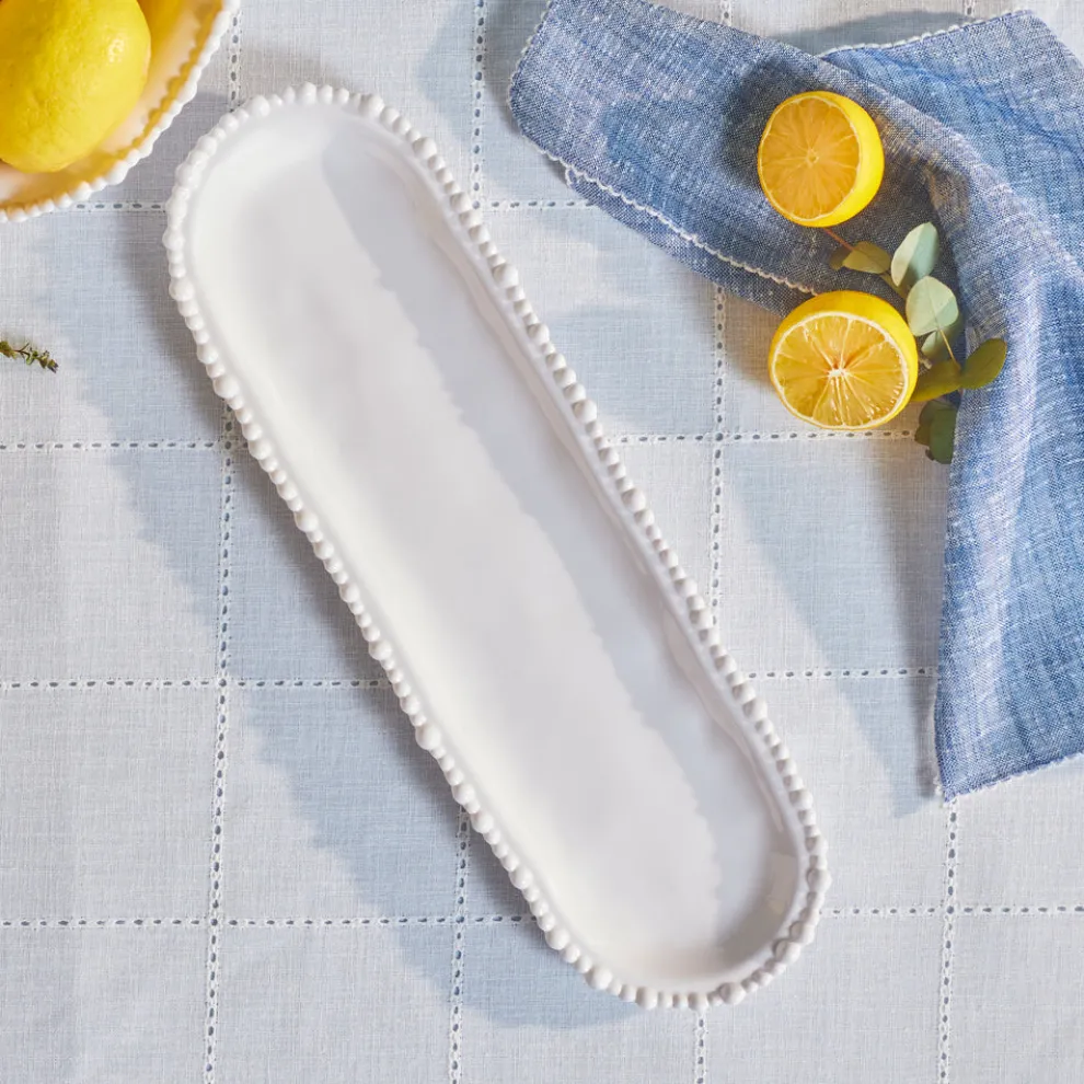 Karaca Perla Melamine Large Serving Platter, 44cm, White