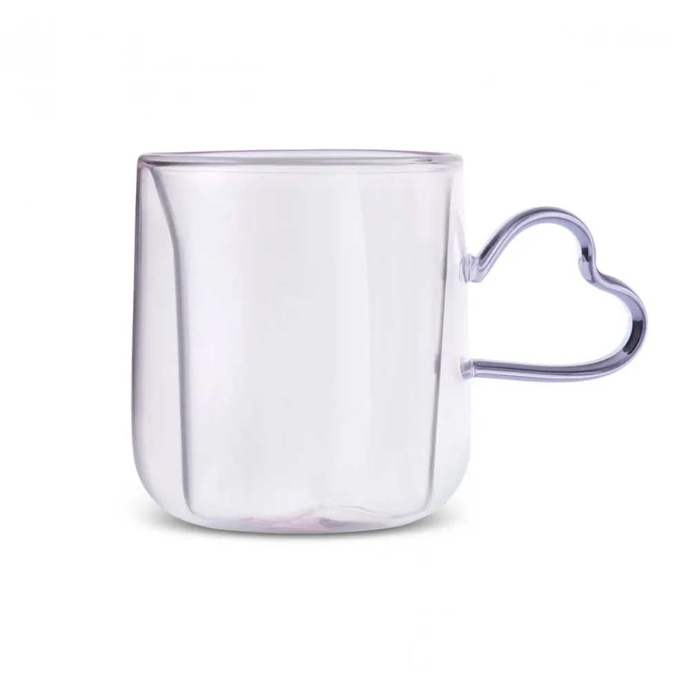 Karaca Pia Lola Double Walled Glass Mug, 300ml, Pink