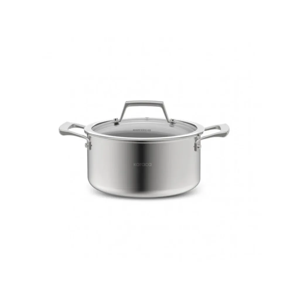 Karaca Plasma Steel 3Ply Non-Stick Induction Casserole, 24cm, Silver