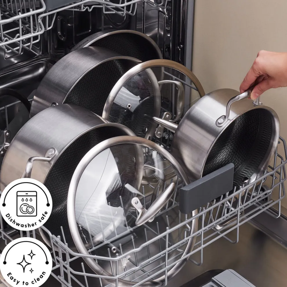 Karaca 5Ply PowerSteel 7-Piece 316+ Stainless Steel Induction Cookware Set, Silver