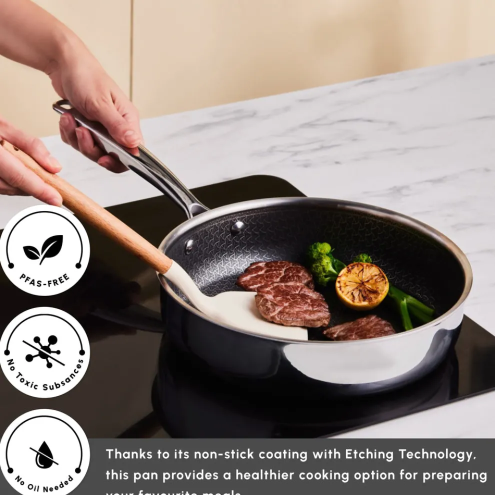 Karaca 3Ply Stainless Steel Sparkle 7-Piece Non-Stick Induction Cookware Set, Silver