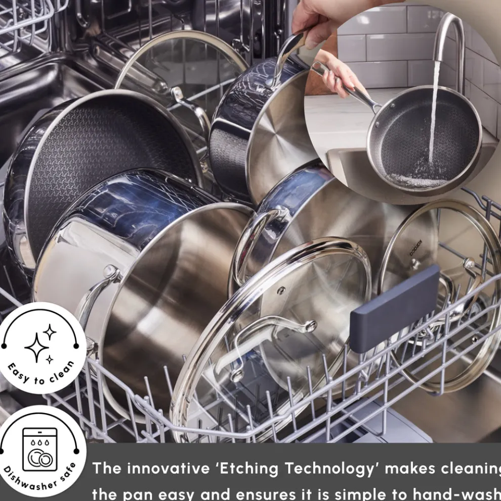 Karaca 3Ply Stainless Steel Sparkle 7-Piece Non-Stick Induction Cookware Set, Silver