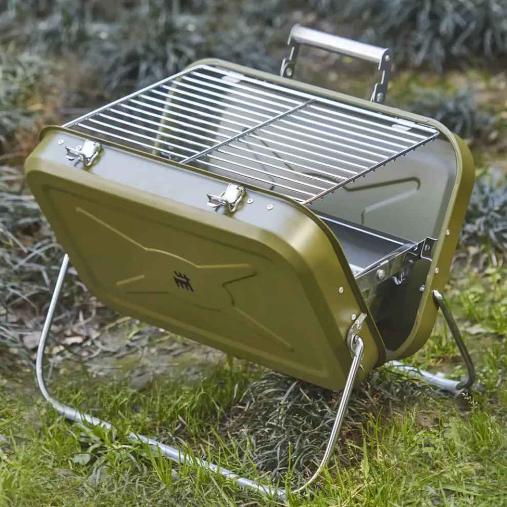 Karaca Portable Stainless Steel Charcoal Barbecue, 40cm, Green