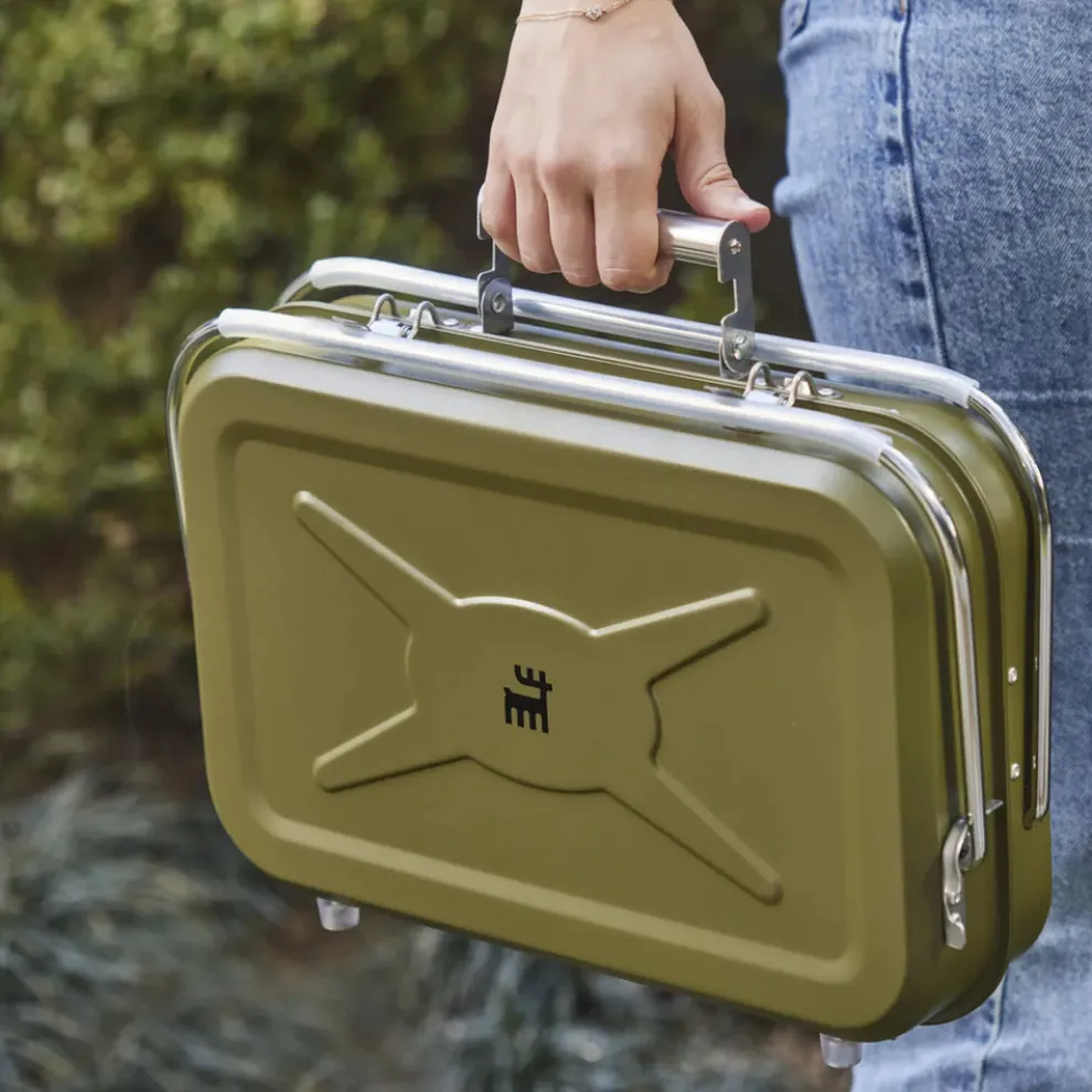 Karaca Portable Stainless Steel Charcoal Barbecue, 40cm, Green