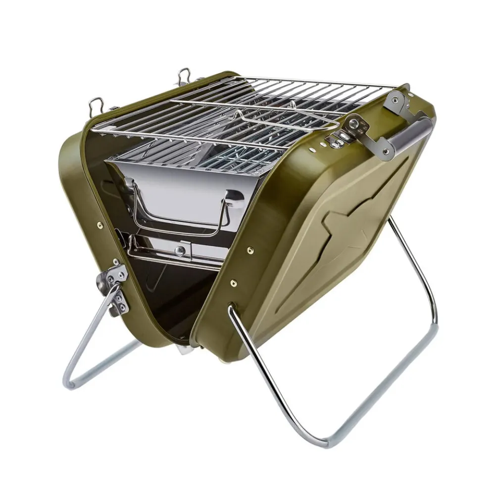 Karaca Portable Stainless Steel Charcoal Barbecue, 40cm, Green