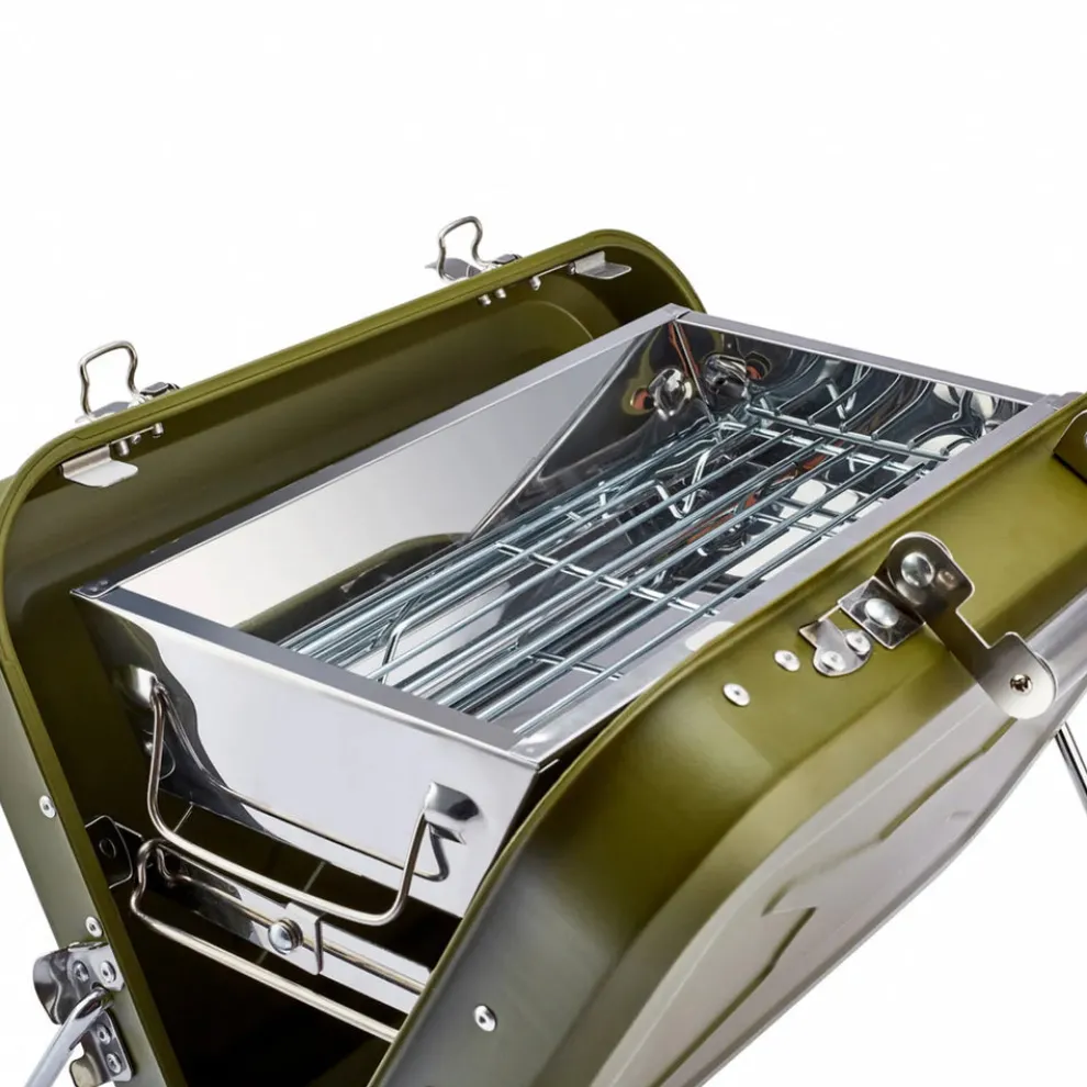 Karaca Portable Stainless Steel Charcoal Barbecue, 40cm, Green