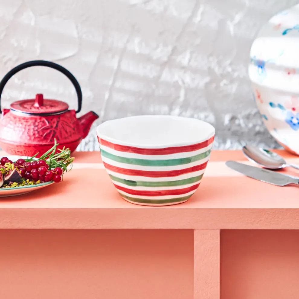 Karaca Primavera Stoneware Bowl, 13cm, Stripes