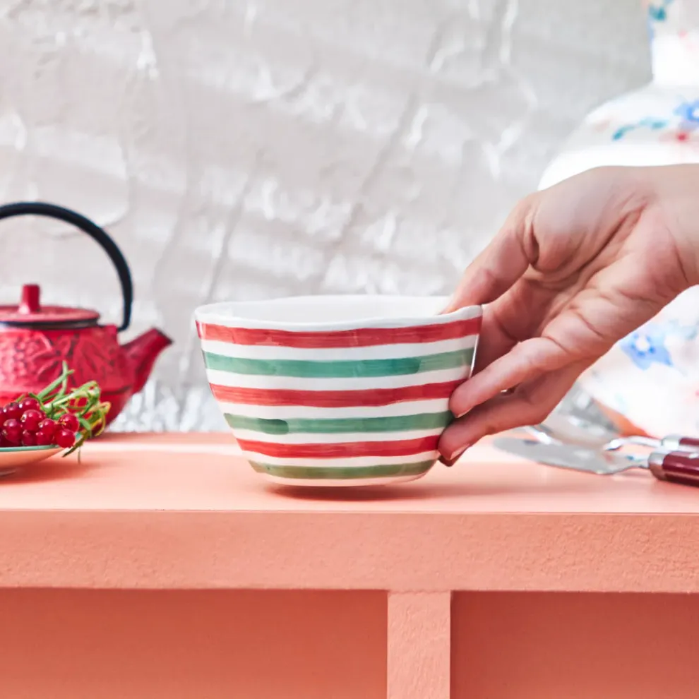 Karaca Primavera Stoneware Bowl, 13cm, Stripes