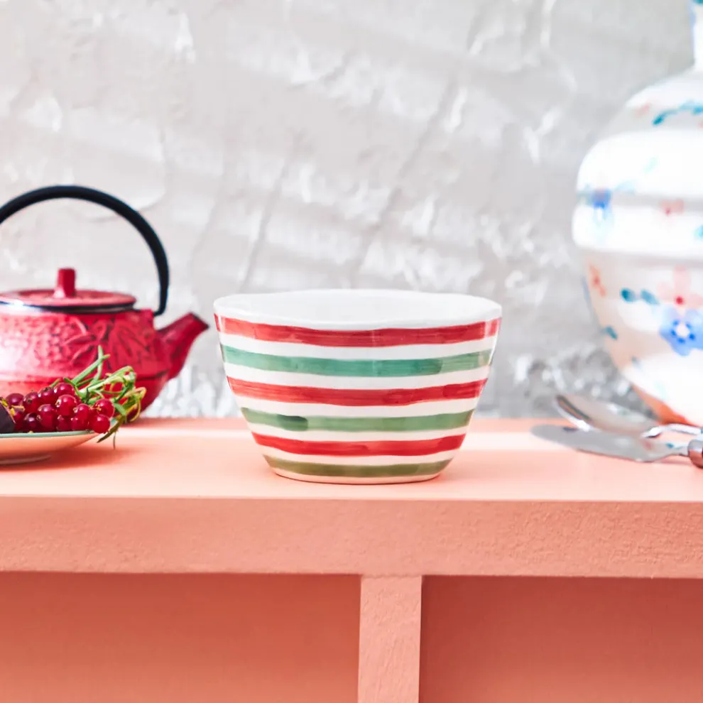 Karaca Primavera Stoneware Bowl, 13cm, Stripes