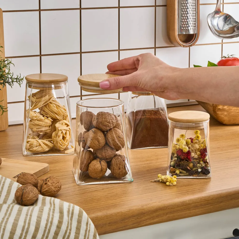 Karaca Prism 4-Piece Storage Container, Transparent