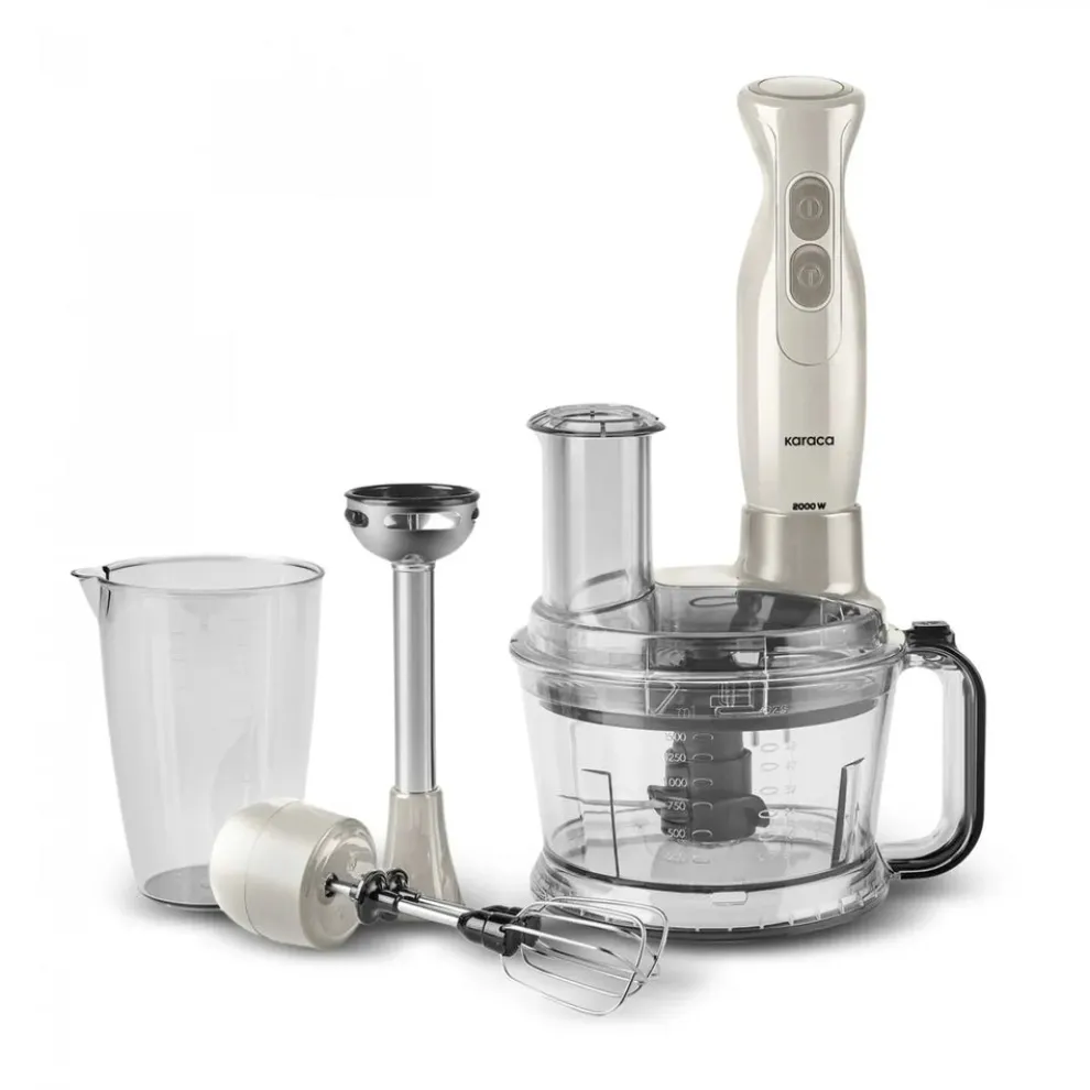 Karaca Pro-Multimax 6 in 1 Food Processor, 2000W, Iconic Beige Latte