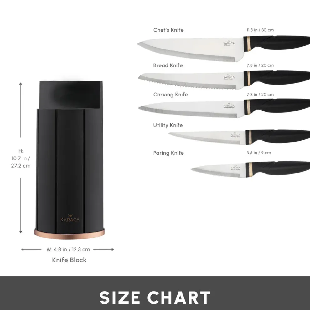 Karaca Proofcut 5-Piece Knife Block Set, Black
