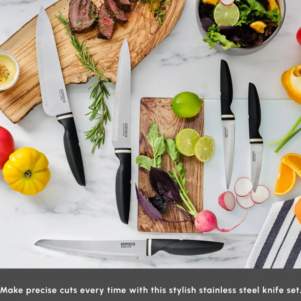 Karaca Proofcut 5-Piece Knife Block Set, Black