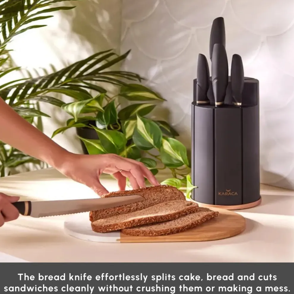 Karaca Proofcut 5-Piece Knife Block Set, Black