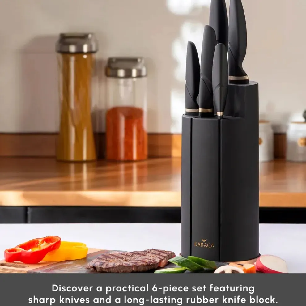 Karaca Proofcut 5-Piece Knife Block Set, Black